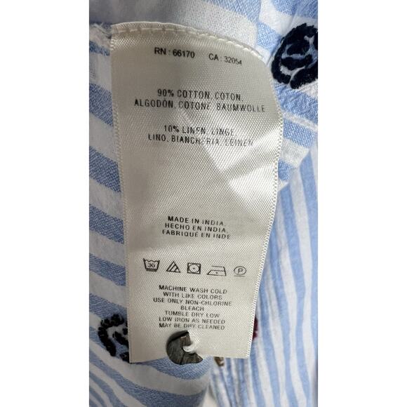 ANTHROPOLOGIE Akemi + Kim Size XS Adela Striped Embroidered Boho Blouse - Picture 8 of 9